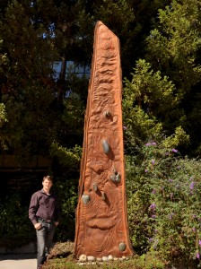  Title: Living Waterway • Medium: Redwood & river rocks • Dimensions: 15' tall X 3' wide X 2' deep • Piece and Photo By: Vincent King